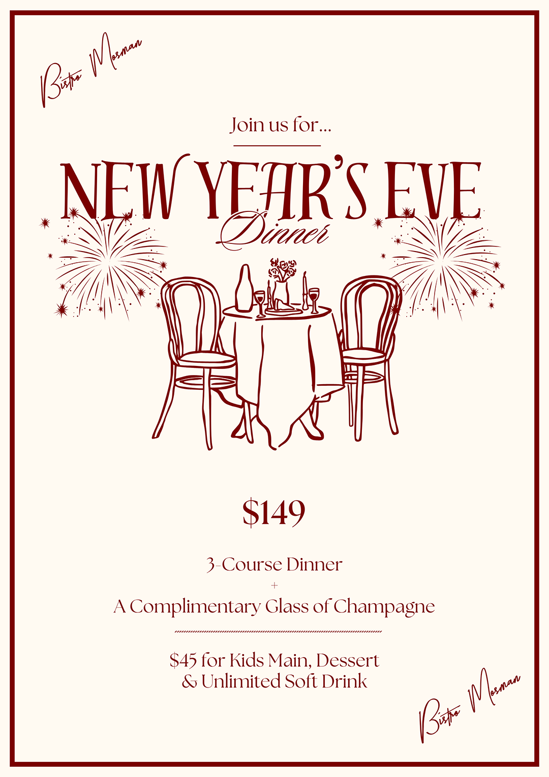 Celebrate New Year's Eve at Bistro Mosman